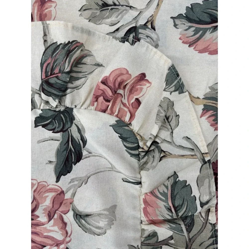 Vtg Dan River Pillow Shams King Floral Cream With Roses Pair Cottagecore